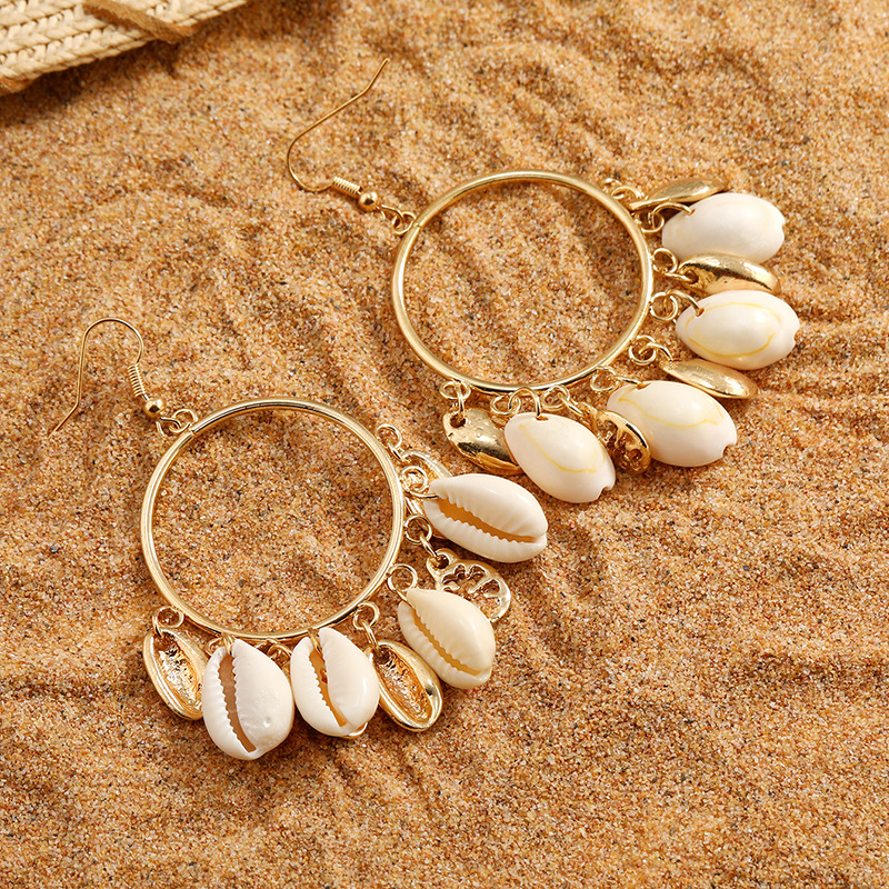 Fashion New Marine Shell Natural Conch Alloy Earrings Jewelry Wholesale display picture 2