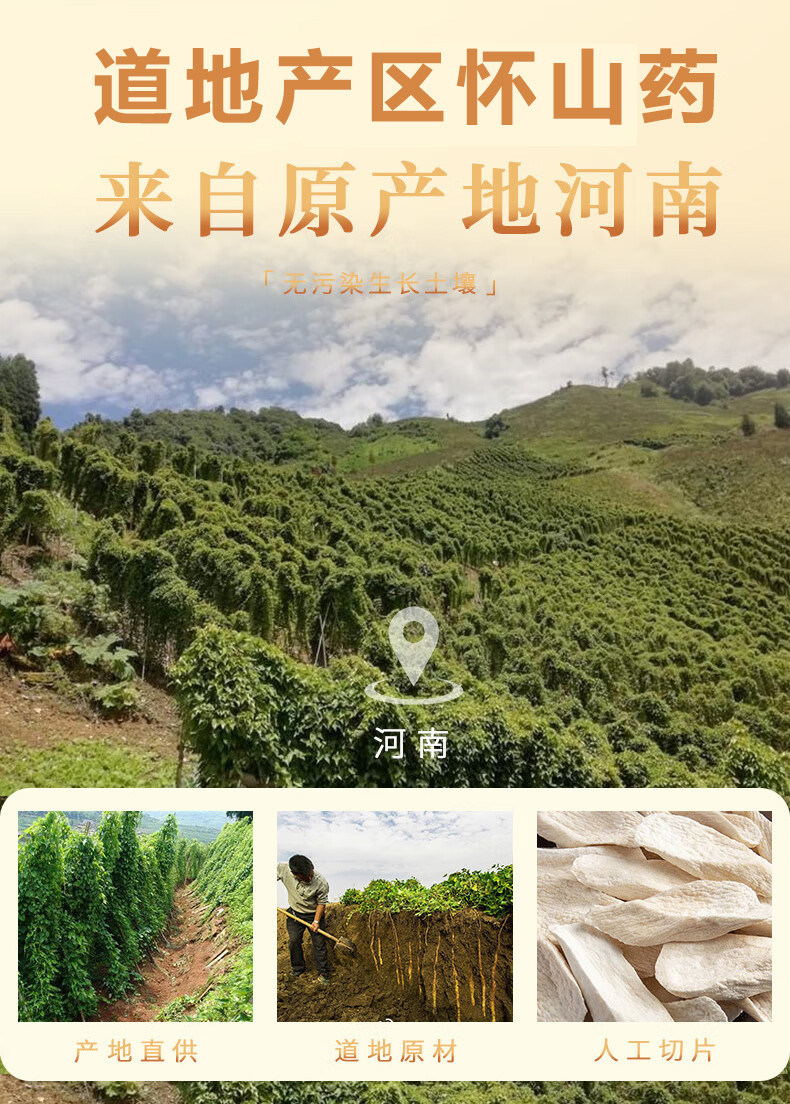 Chinese Yam Slices Huai Shan Yao 500g Dried Dioscorea Opposite Root for Soup Congee and Grinding into Powder key features