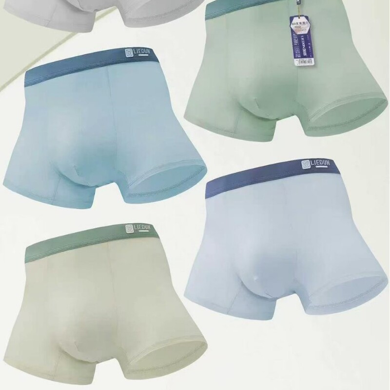 New Summer Cotton Men's Underwear Fashionable Printed Solid Color Comfortable Breathable Boxer Briefs Men's Cotton Men's Boxer Briefs