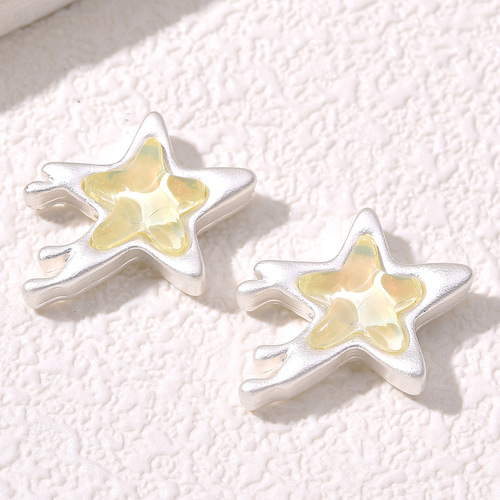 Sweet, cute, sweet and cool, fashionable alloy, colorful liquid five-pointed star beads, DIY handmade jewelry, bracelet and necklace