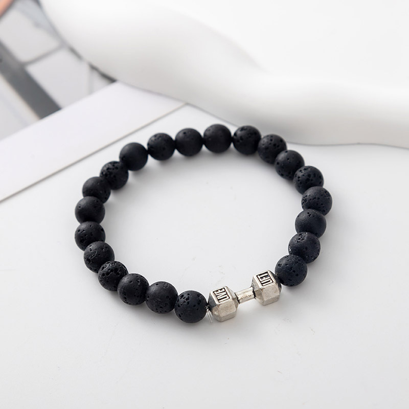 Hip-Hop Geometric Letter Alloy Volcanic Rock Unisex Bracelets display picture 4