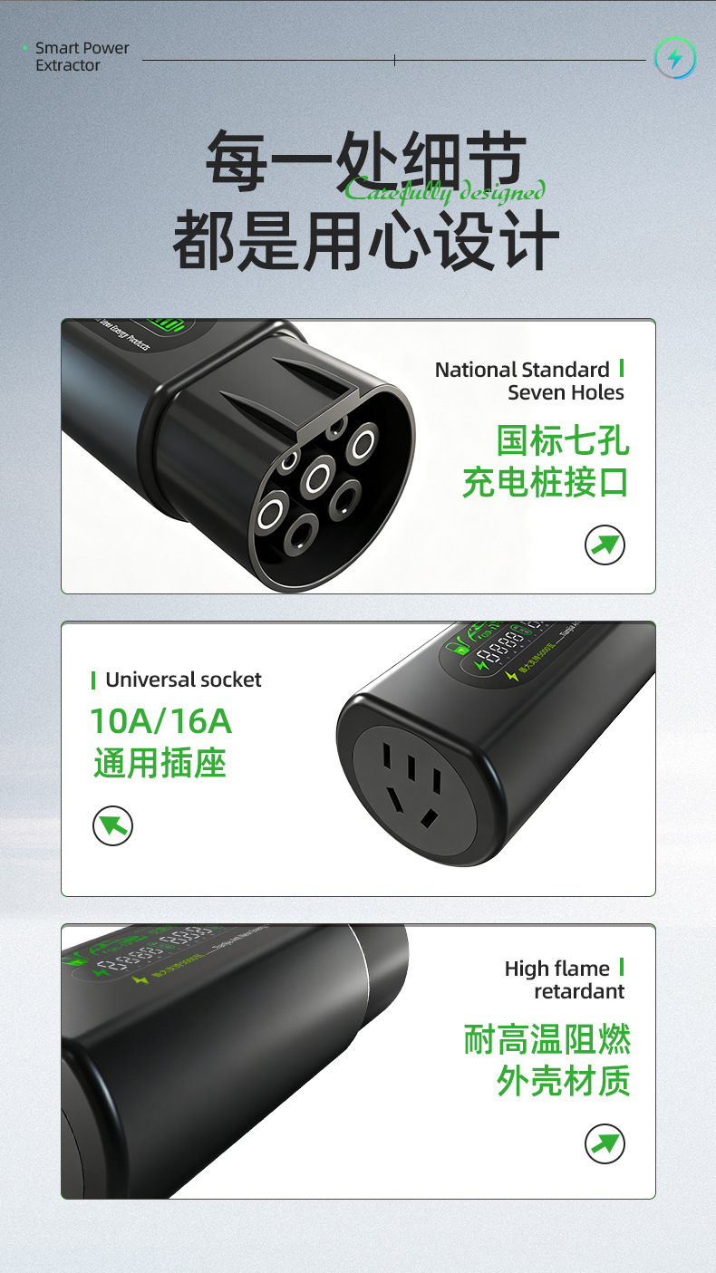 Charging Station Adapter Plug for Rv Power Supply, Ac Seven-Pin 220V New Energy Electric Vehicle and Electric Motorcycle Connector Socket