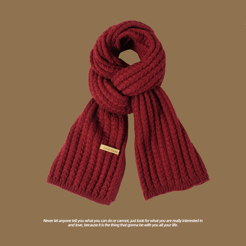 2025新款蛇年本命年红色围巾酒红色针织围脖女冬季氛围感毛线过年