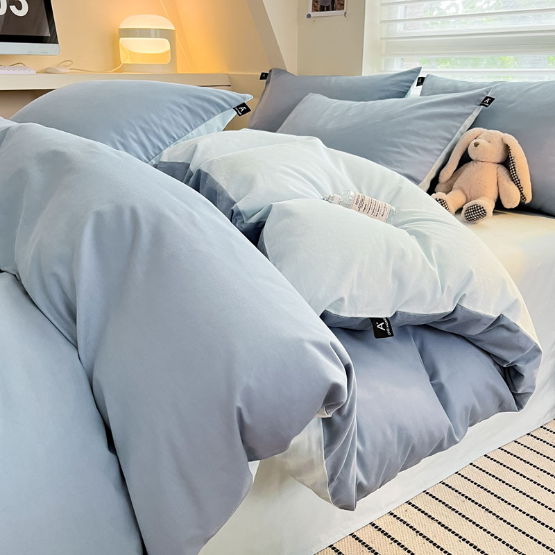 Cama de algodón de clase A para madres y bebés, ropa de cama de cuatro piezas, ropa de cama de color sólido, ropa de cama, dormitorio de estudiantes, tres piezas