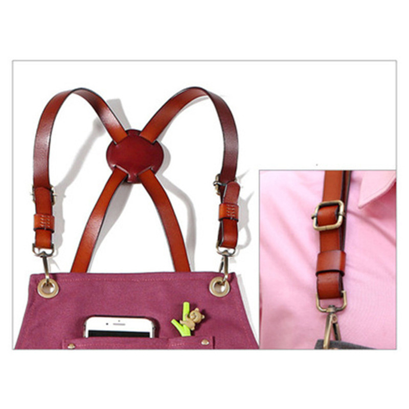 Comercio exterior lona delantal logotipo personalizado barista Barista chef ropa de trabajo Denim delantal por mayor encargo