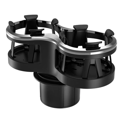 Car Water Cup Holder One-To-Two Cup Holder Expander Multi-Functional Cup Holder Fixed Bracket Portable Car Beverage Holder (Car cup holder/beverage holder) - black-silver-edge