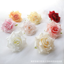 仿真小卷边玫瑰花头 婚庆花墙拱门假花diy绢花道具装饰花配件外贸