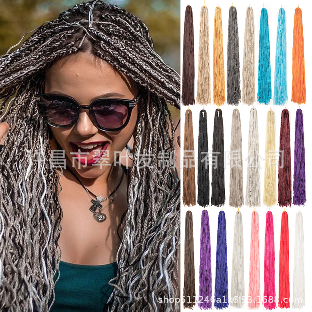 Trenzas de tres hebras ultrafinas de color Hip Hop Personalidad de moda trenzas mecánicas Zizi Box Braids