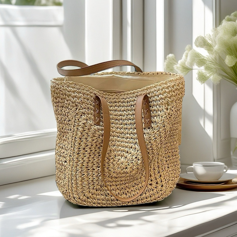 New Large-Capacity Straw Bag Handbag Tote Bag Versatile Hand-Woven Bag Women's Bag Shoulder Bag Beach Bag New Large-Capacity Straw Bag Handbag Tote Bag Versatile Hand-Woven Bag Women's Bag Shoulder Bag Beach Bag