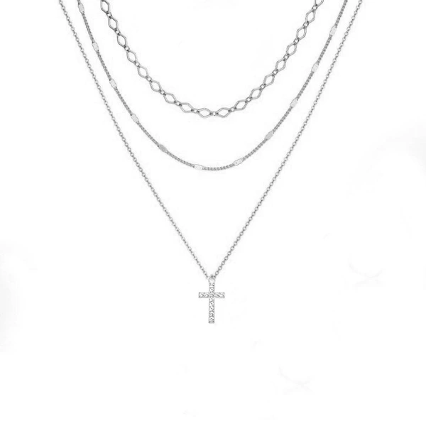Cross white K (set with diamonds)