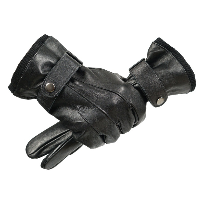 Cross-Border Trade Sheepskin New Men's Leather Gloves Winter Warm Motorcycle Riding Outdoor Leather Gloves Factory