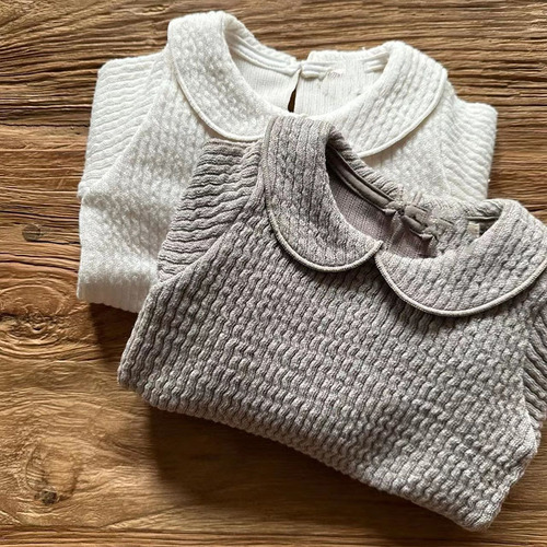 Korean version of ins spring model for boys and girls, infants and young children, cotton skin-friendly doll collar, fart jumpsuit, baby long-sleeved romper