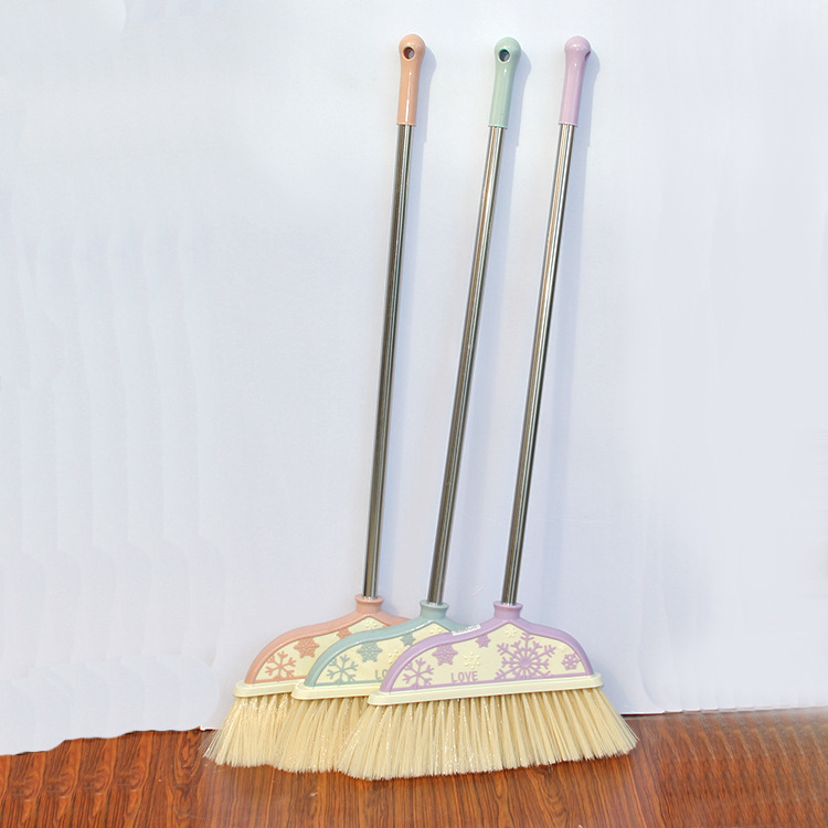 厂家直销 不锈钢柄塑料扫把 高品质扫把 果色扫把大号扫地笤帚