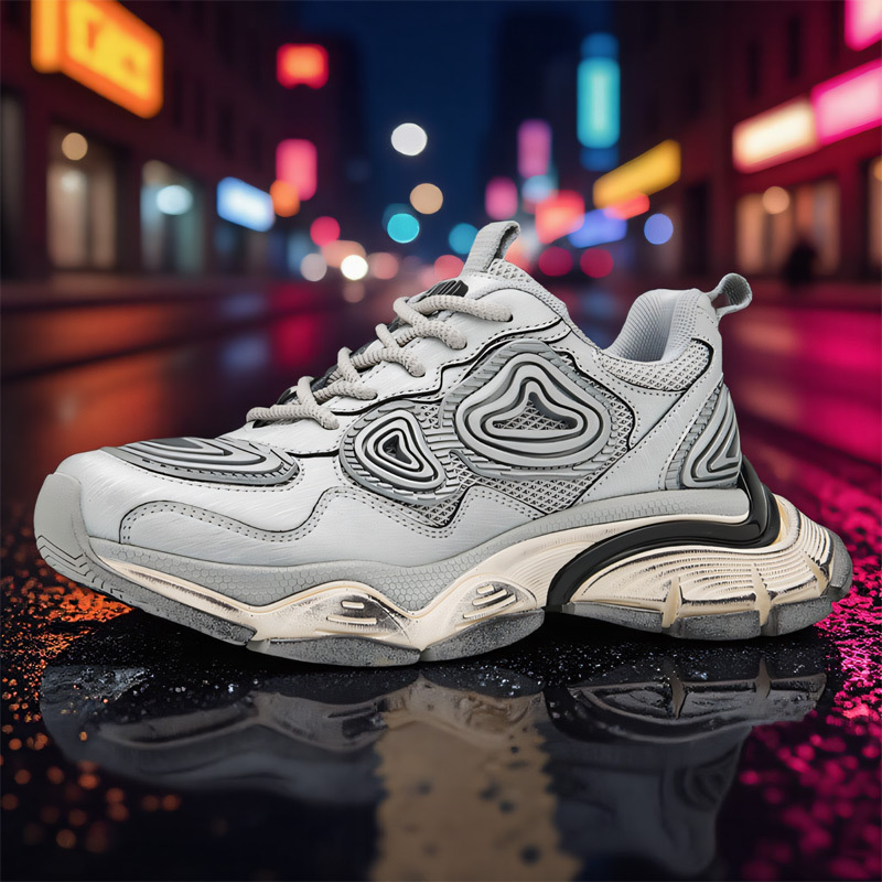 2025 New Autumn and Winter Retro Thick-Soled Paris Dad Shoes Men's Fashion Sports Casual Shoes Personalized Trendy Silver