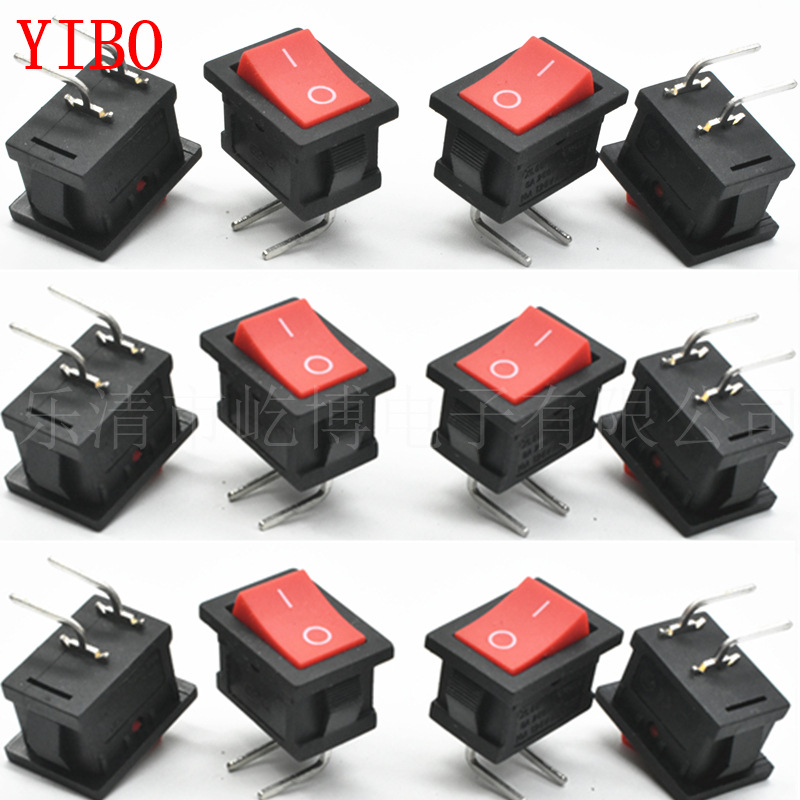 KCD1 2脚2档 红色翘板 弯脚 15*21 船型开关 左弯 右弯 电源开关