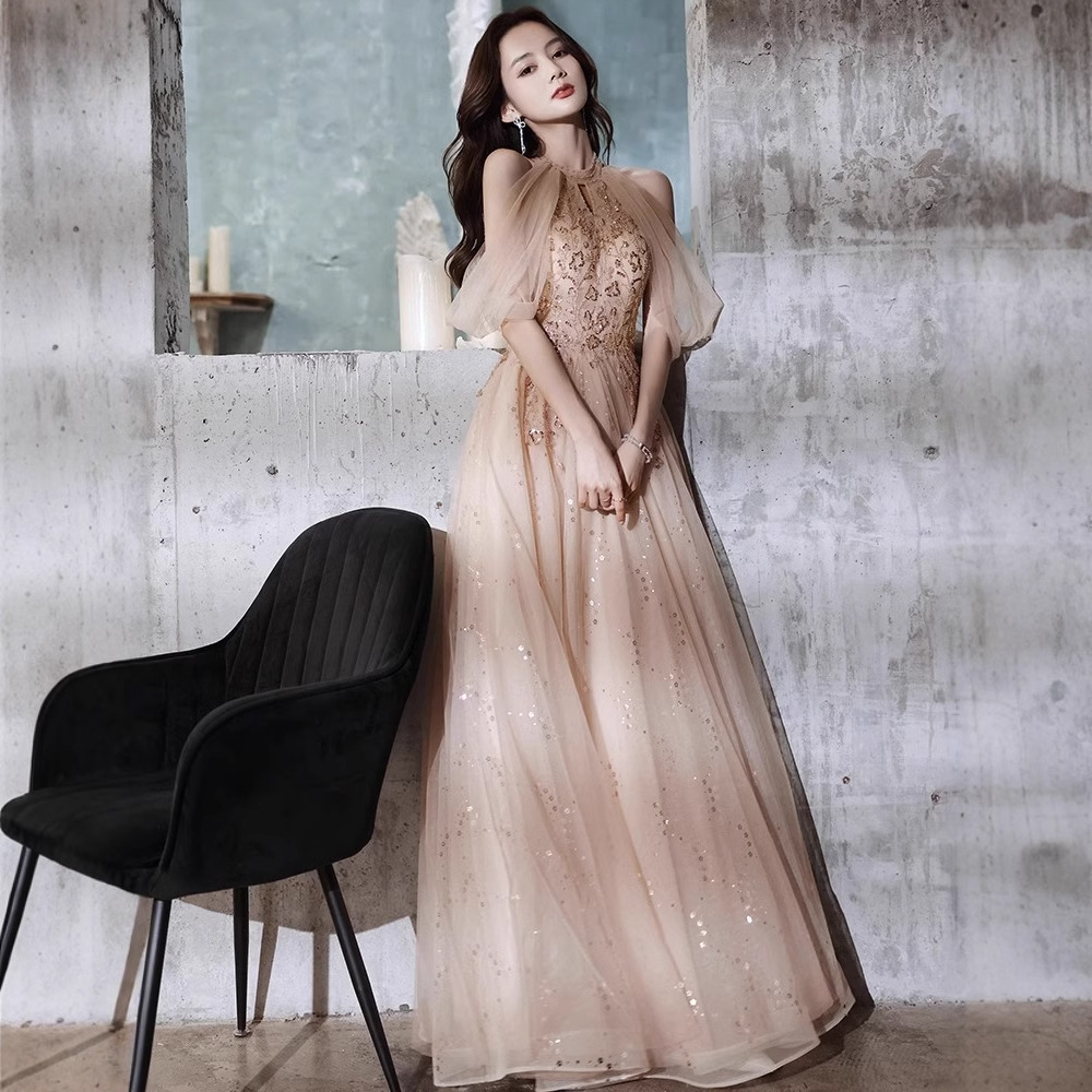 Vestidos de noche de alta gama para mujer, elegantes y lujosos, de estilo exclusivo y etéreo, ideales para estudiantes, anfitrionas y actuaciones de coros.
