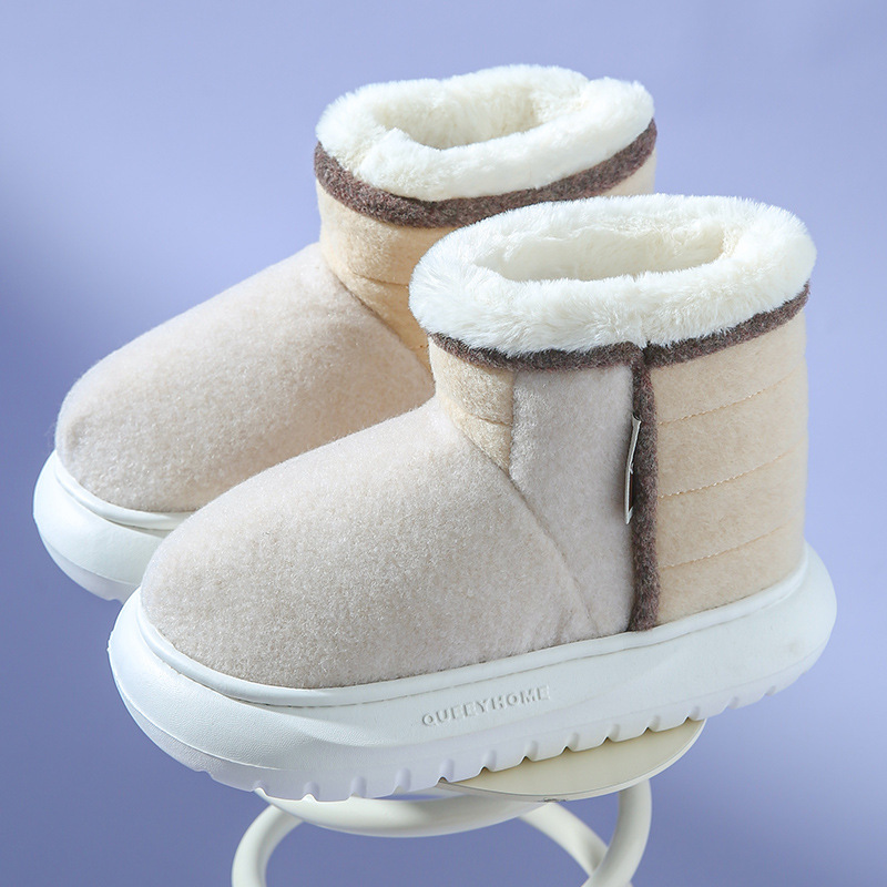 Zapatos de nieve con tacón de bolso de nuevo estilo para mujer, zapatos de algodón cálidos con suela gruesa y caña alta, botas de nieve para exteriores versátiles y de moda para hombres