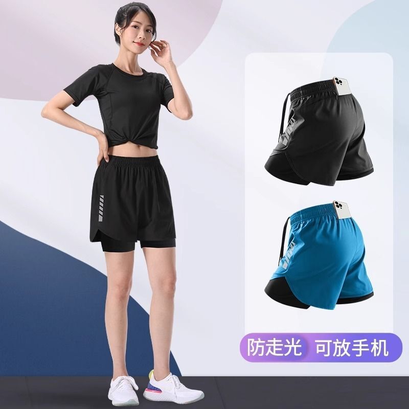 Sports Running Shorts Women's plus size Anti-walking Light Speed Dry Fake Two-piece Sports Fitness Lining Professional Summer Yoga Sports Running Shorts Women's plus size Anti-walking Light Speed Dry Fake Two-piece Sports Fitness Lining Professional Summer Yoga