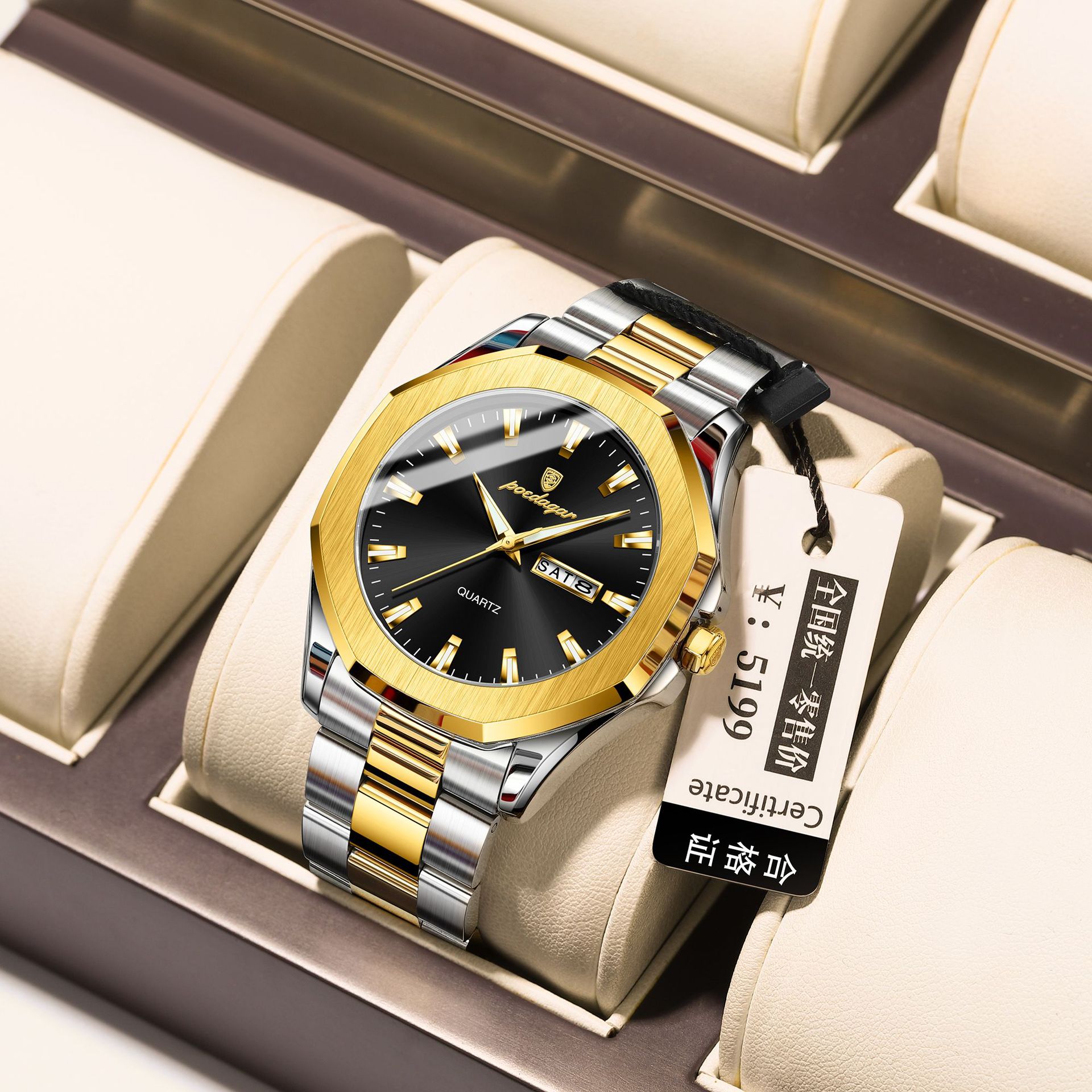 Marca suiza transfronteriza nuevo reloj de hombre de correa de acero relojes de cuarzo de comercio exterior en vivo un producto explosivo