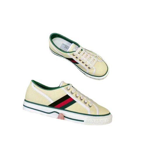 G Brand Embroidery 1977 Retro Canvas Shoes High Version Old Flower Striped Unisex Casual White Sneakers