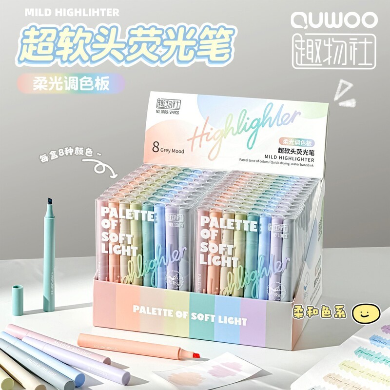 Manufacturer's ultra-soft-tip, soft-focus highlighter pens, designed for students and office use, perfect for doodling, journaling, highlighting key points, and creating vibrant fluorescent artwork Manufacturer's ultra-soft-tip, soft-focus highlighter pens, designed for students and office use, perfect for doodling, journaling, highlighting key points, and creating vibrant fluorescent artwork