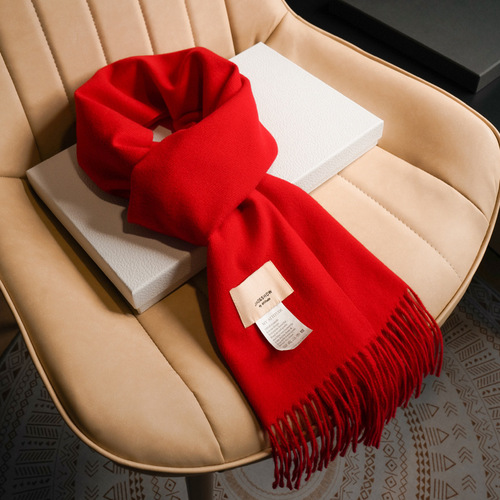 Middle-aged and elderly mothers imitation cashmere red scarf for men and women in winter big red Chinese red zodiac year of the rabbit shawl
