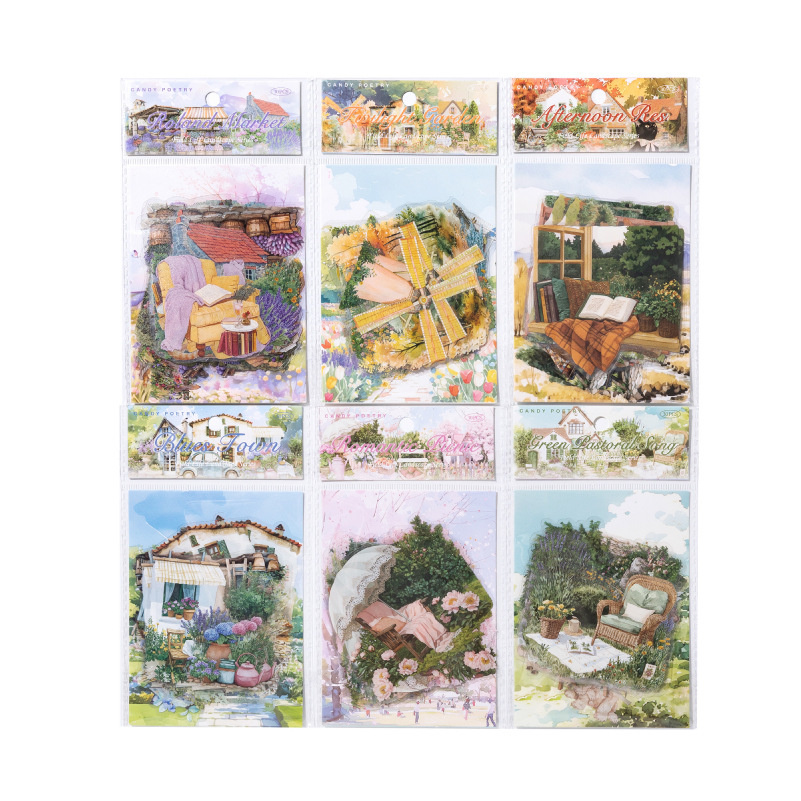 Poesía de azúcar PET paquete de pegatinas de vida de campo serie de paisajes de vida de campo pegatinas de material de red retro