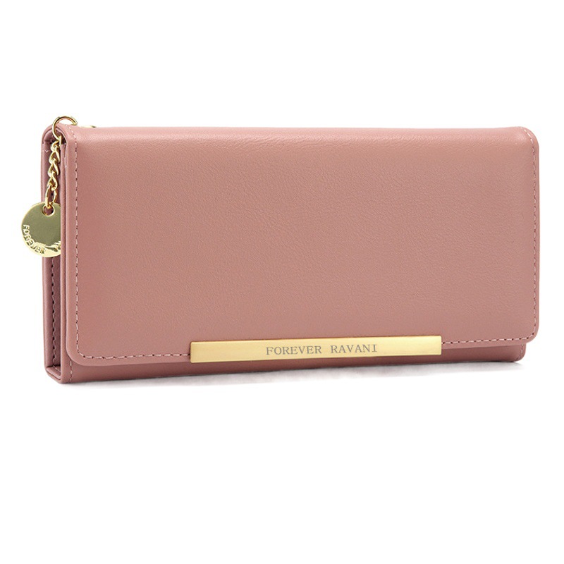 Monedero largo para mujer estilo coreano, doble pliegue, multi-tarjeta al por mayor