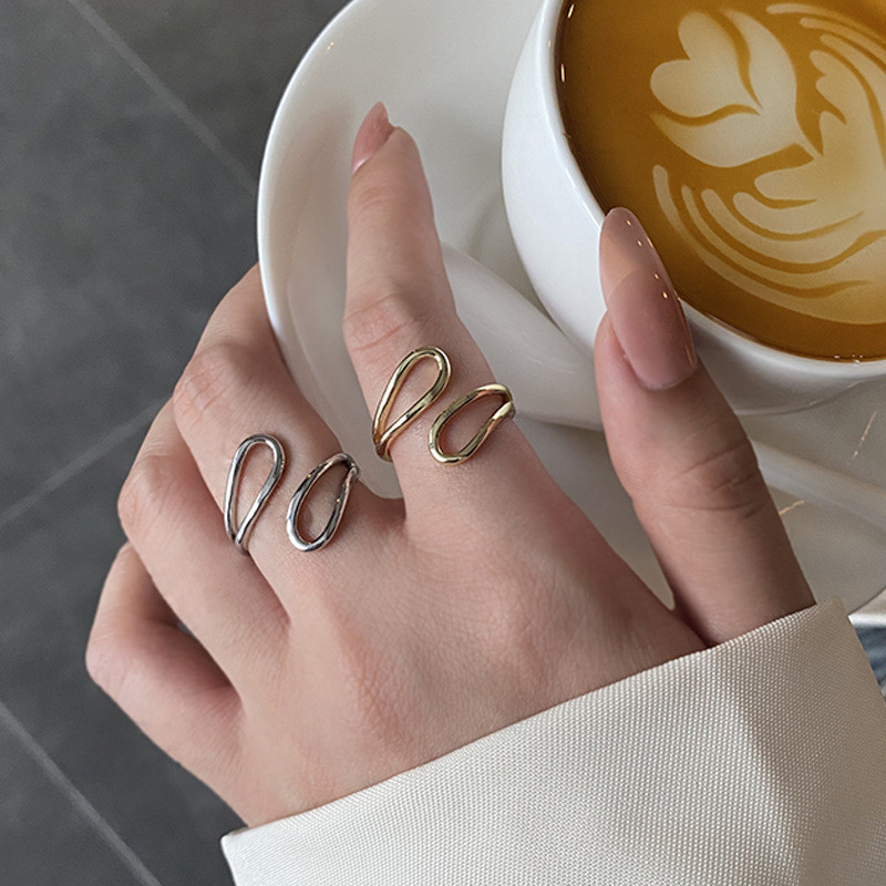 Korean fashion wavy design ring female trend silver plated copper jewelry