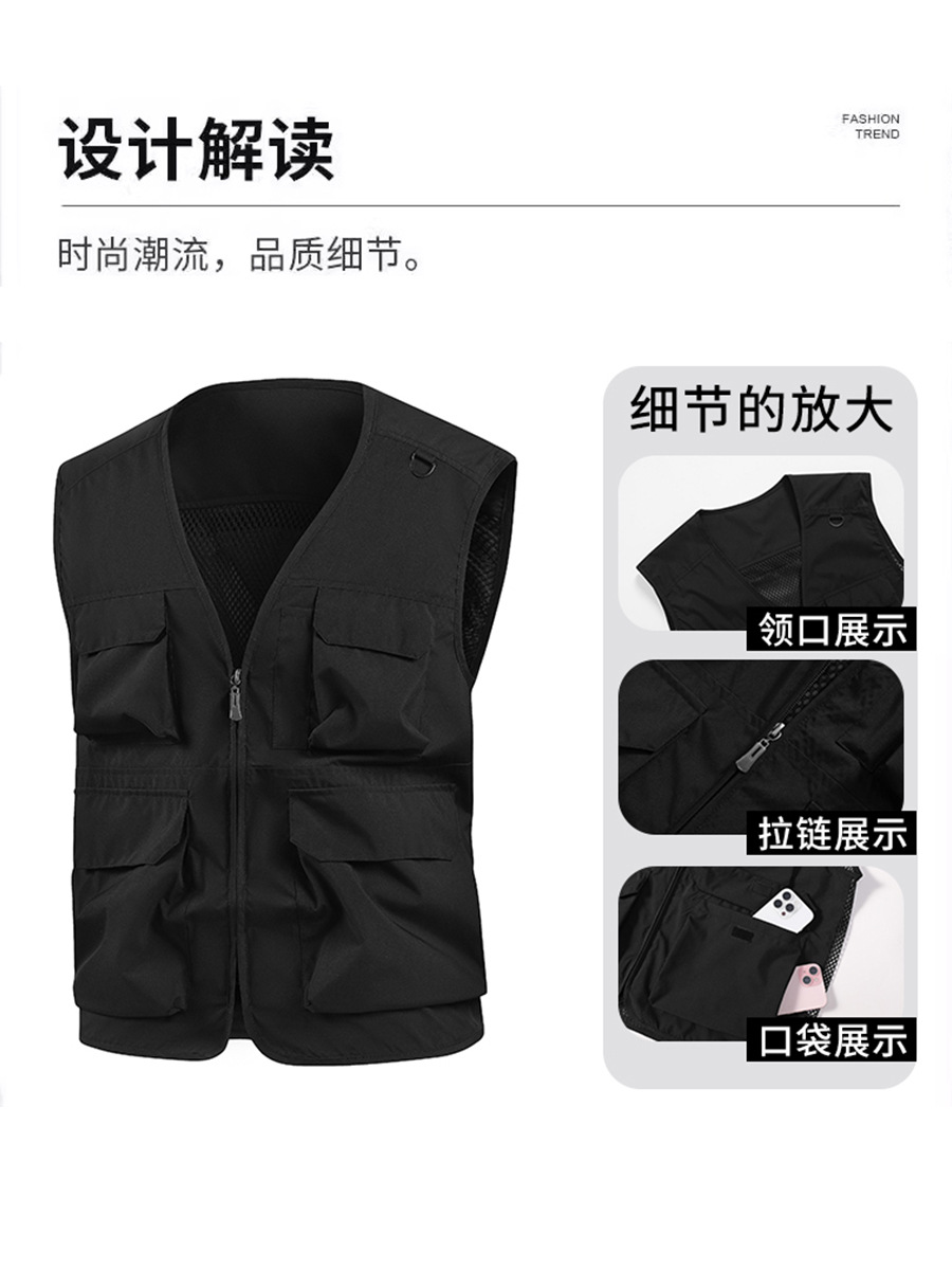Nuevo chaleco de gama alta para exteriores, chaleco de fotografía de pesca multifuncional multibolsillo para hombre, ropa exterior, personalización