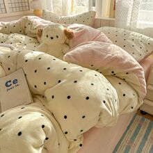 冬季加绒四件套牛奶绒加厚保暖双面被套法兰绒珊瑚床单宿舍三件套