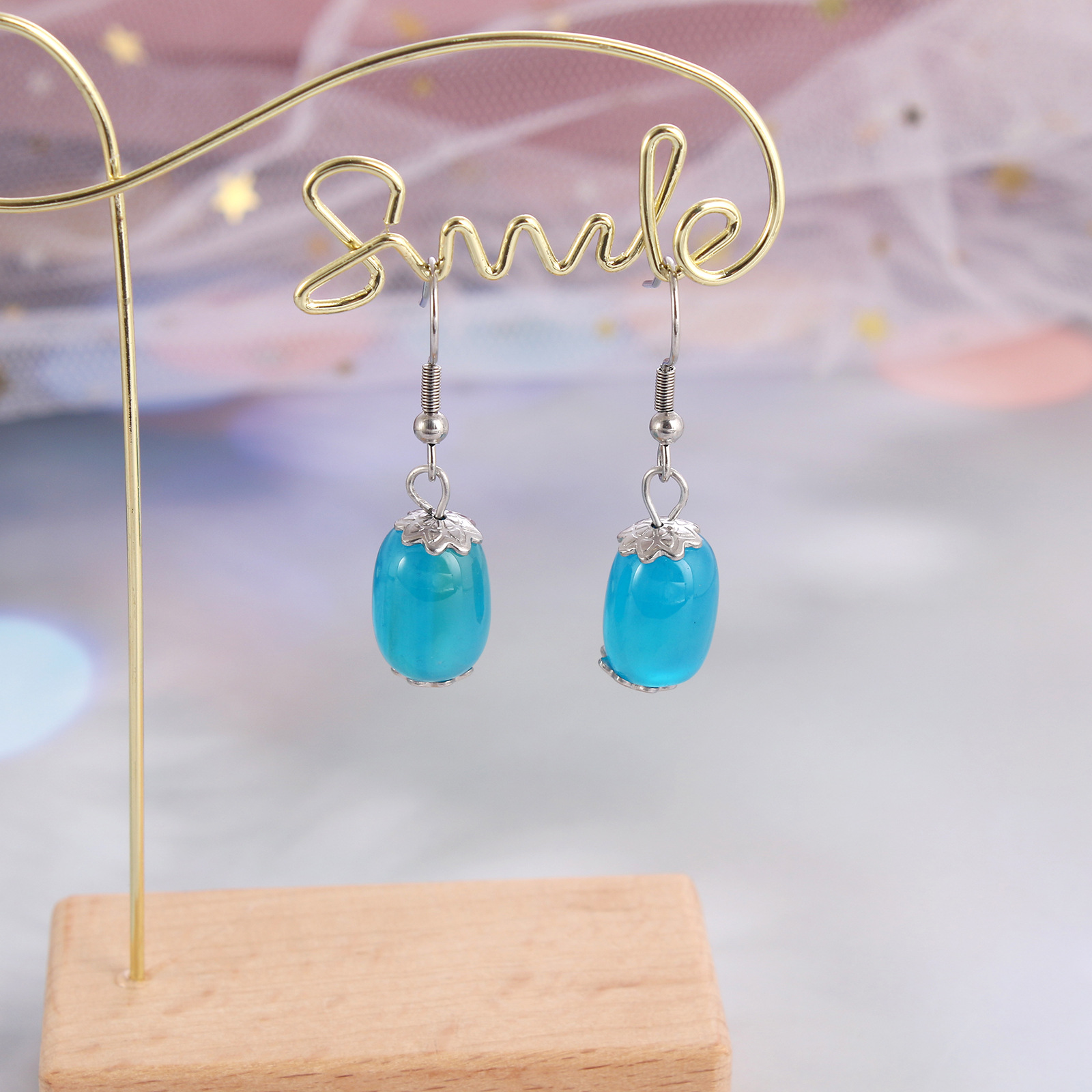 Simple Style Geometric Agate Plating Drop Earrings 1 Pair