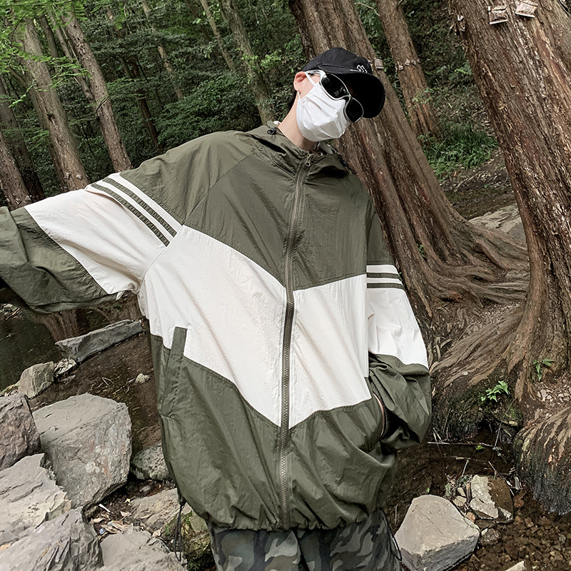 Color de contraste ropa de protección solar para hombres diseño de verano sentido nicho pareja montañismo al aire libre camping Seda de hielo de secado rápido chaqueta de ropa de protección solar image 6