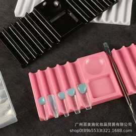 美甲新品延长甲模桌面收纳架双区调胶台笔架调色盘美甲工具收纳盒
