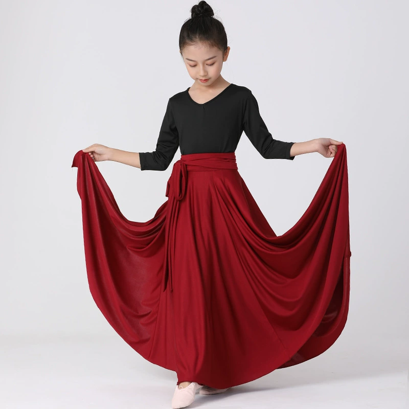 Детская юбка для танцев Тибетская танцевальная одежда Юбка для девочек Большая юбка-качели Этническая одежда для выступлений Монгольская танцевальная юбка