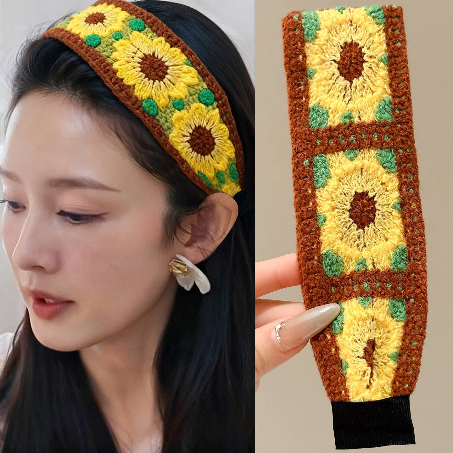 cinturón de cabello de lana femenina otoño invierno ancho borde red adornamiento para el cabello rojo tejido francés pequeño viento fragante banda de cabello de lana fijación de cabello temperamento banda de cabeza