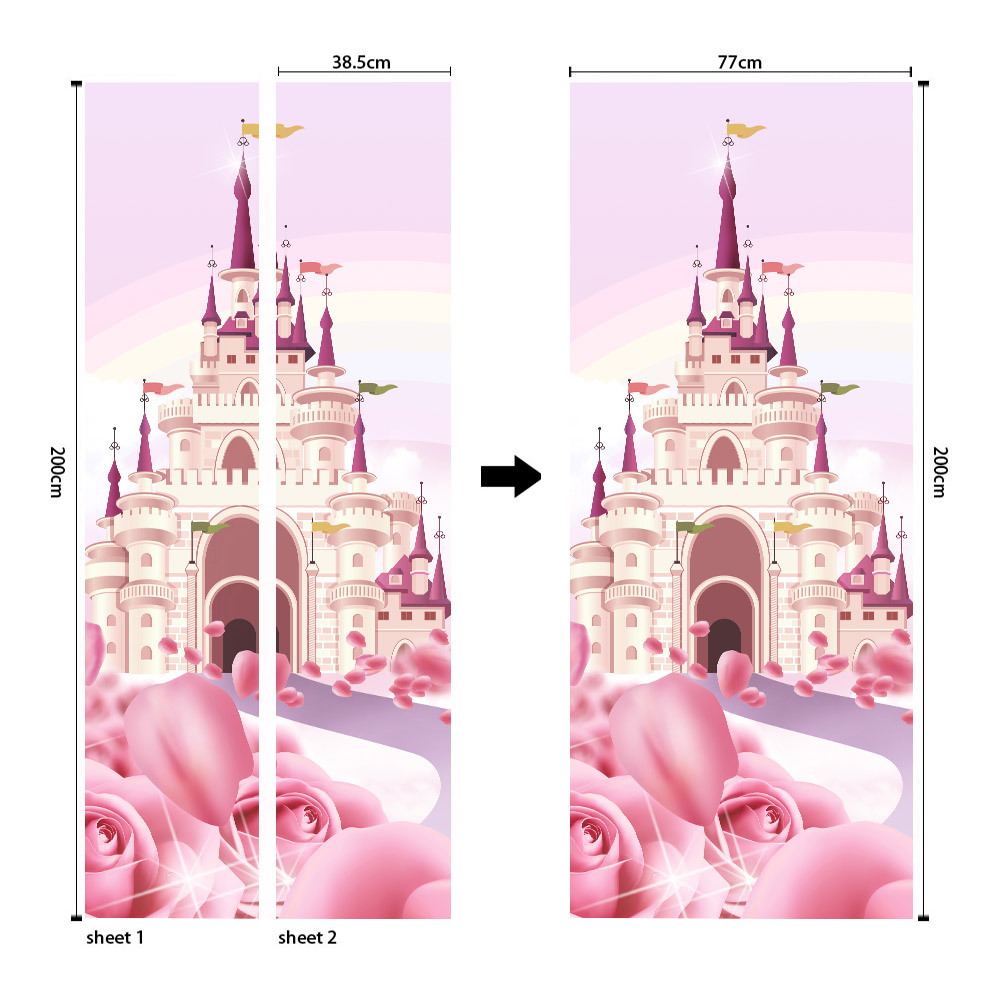 Pegatinas para puertas 3D respetuosas con el medio ambiente, autoadhesivos, fabricantes de origen al por mayor, patrones populares transfronterizos de alta definición, adhesivos para puertas impermeables, a prueba de aceite y antiincrustantes