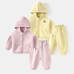 ベビートレーナーセット幼児春と秋子供ツーピースセット春男の子フード付きジャケット女の子パンツ春服