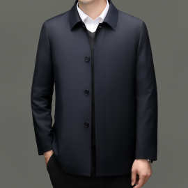 2025秋冬翻领商务夹克男外套可拆卸羽绒内胆加厚保暖男装毛呢大衣