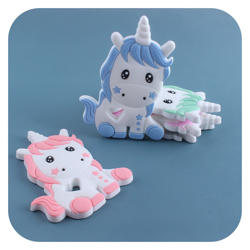 Creativo DIY bebé suministros de dibujos animados silicona unicornio juguete teether palo Amazon nuevo