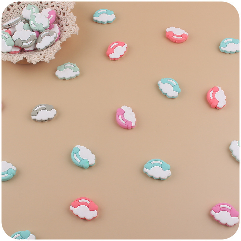 Nuevo bebé suministros de dibujos animados nube Arco Iris mordedor creativo bebé molar pezón cadena anti-caída cadena Accesorios