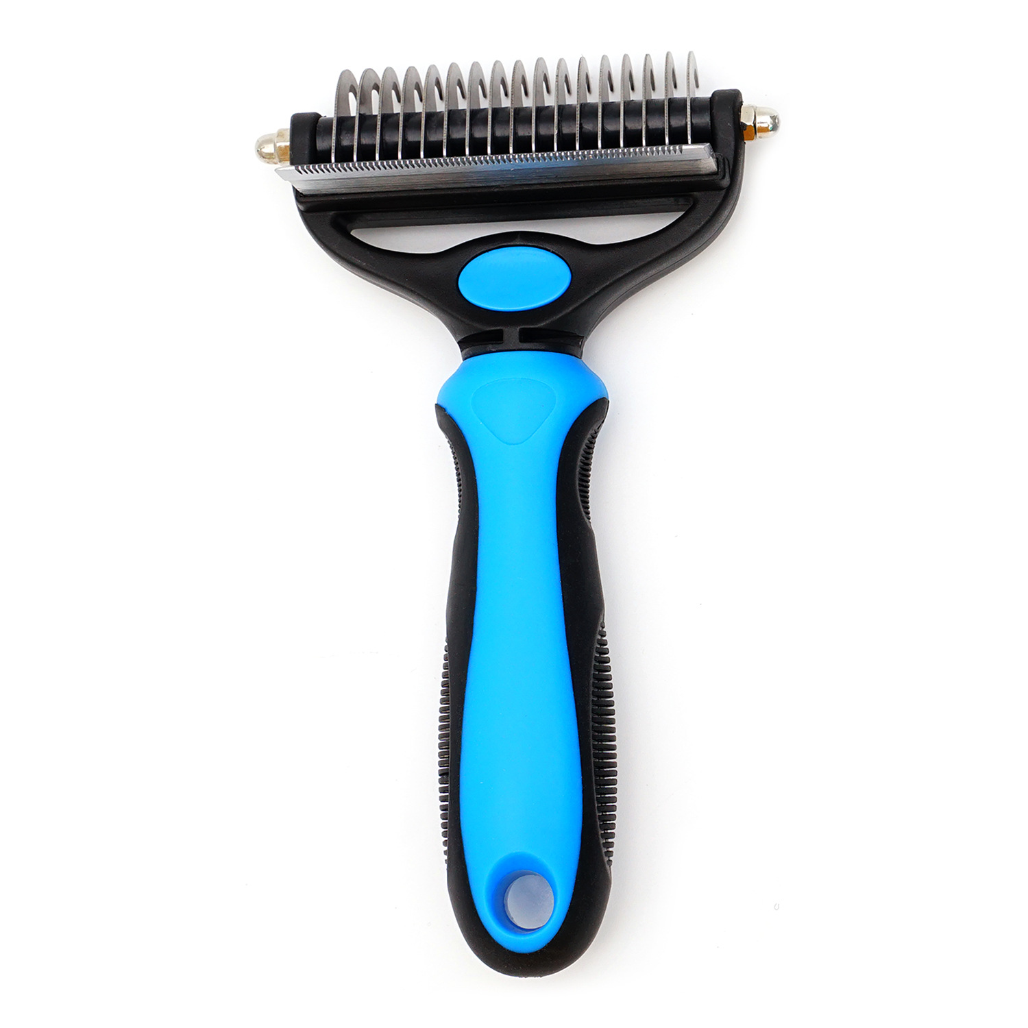 Personalizado nuevo perro peinado artefacto aguja peinado de acero inoxidable doble cara 2 en 1 suministros de peine de nodo abierto