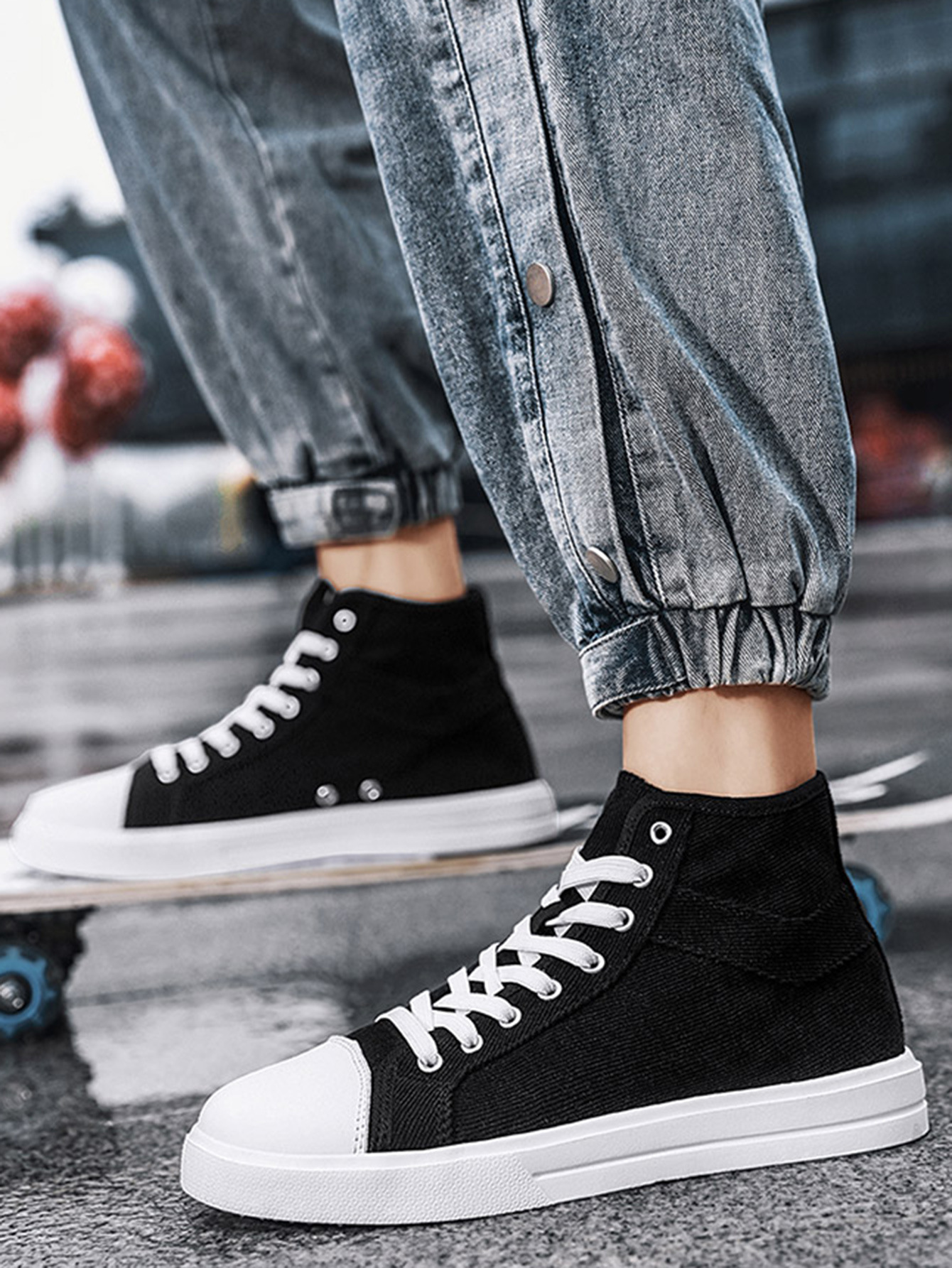  Herren-Sneaker zum Schnüren, klassisch, lässig, hoch oben, aus Segeltuch_voghion.com