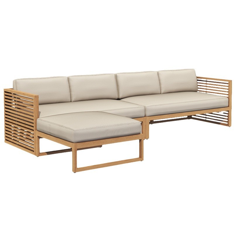 Conjunto de muebles de teca para patio exterior, sofá para terraza de villa, resistente a la corrosión, para jardín, a prueba de lluvia y sol, sofá de madera maciza.