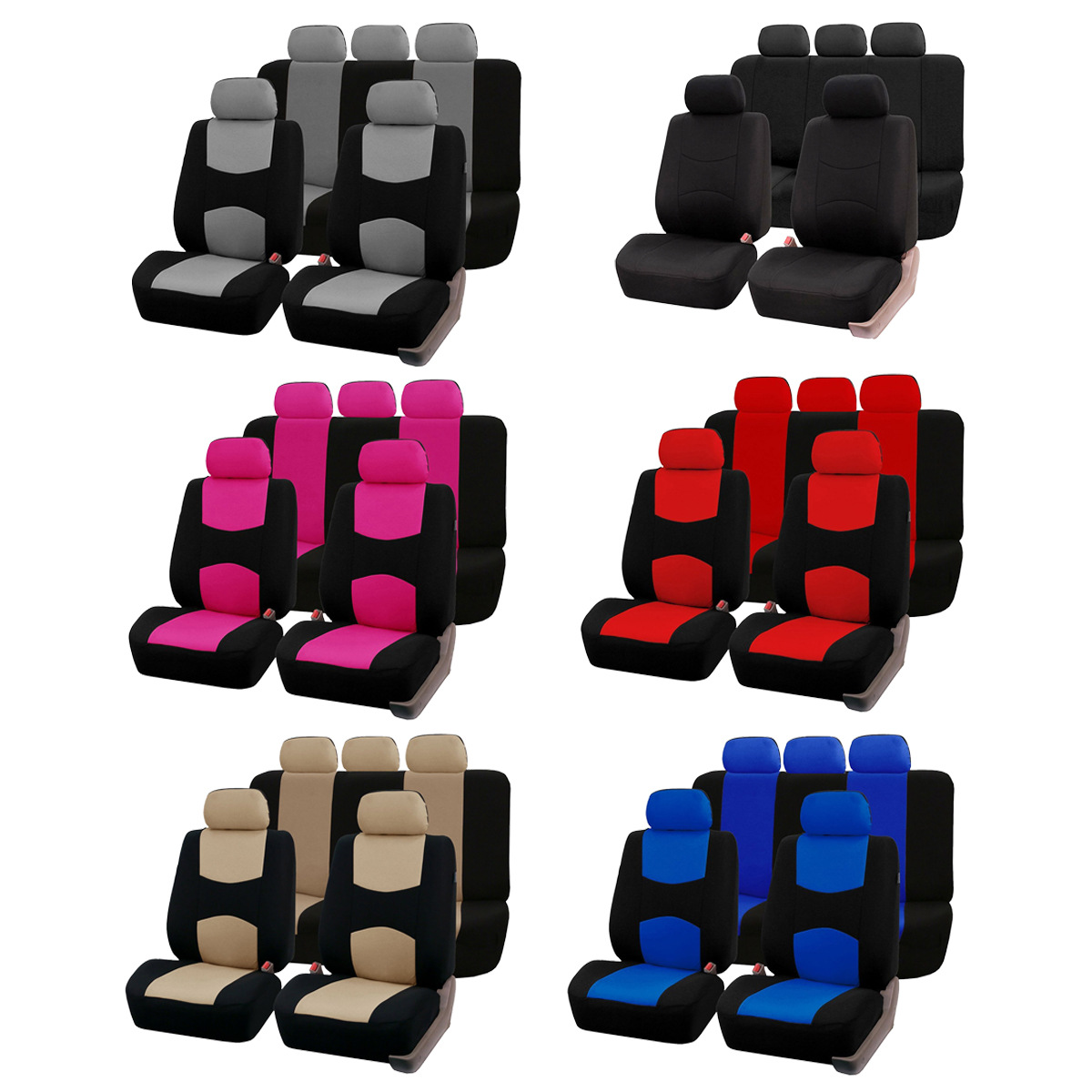 General polyester cloth car seat cover 9 sets_voghion.com