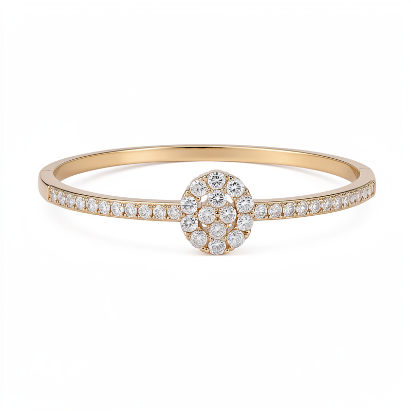 18k oro real electronita de piedra elíptica pulsera de hebilla de flores delicada pulsera de alta calidad lujosa joyas de nicho