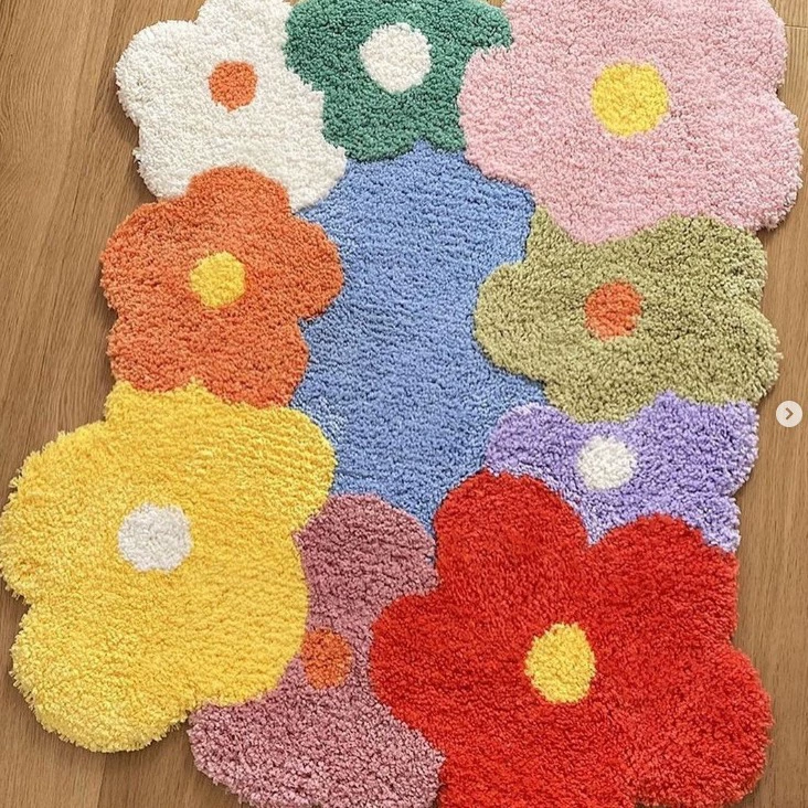 Children's carpet for bed, erasable game mat, reading, flowered, increased thickness