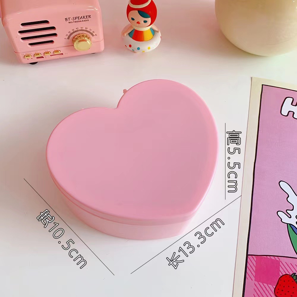 Rosa chica corazón caja de almacenamiento joyería de escritorio caja de joyería estudiante dormitorio amor caja de almacenamiento de doble capa caja de almacenamiento image 7