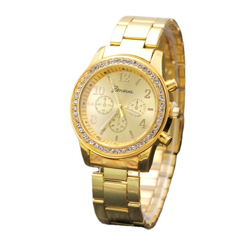 Cross-border new Geneva watch with diamond alloy steel band, women's quartz watch Geneva Watch