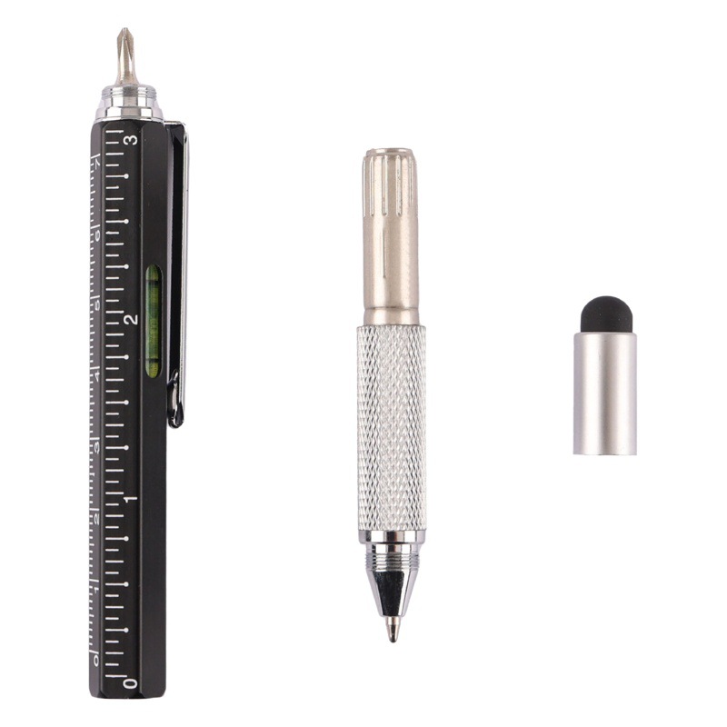 Fábrica al por mayor bolígrafo multifunción pluma herramienta pluma seis en uno pluma de metal pantalla táctil pluma medidor de nivel se puede utilizar como logotipo